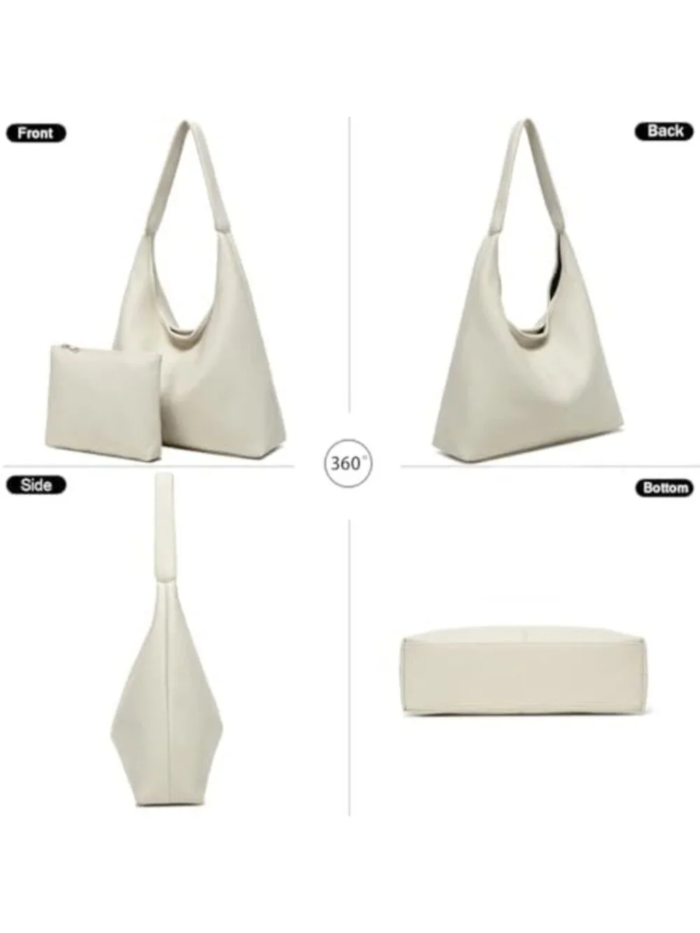 Soft Slouchy Hobo Tote Bag for Women - Stylish PU Leather Shoulder Purse for